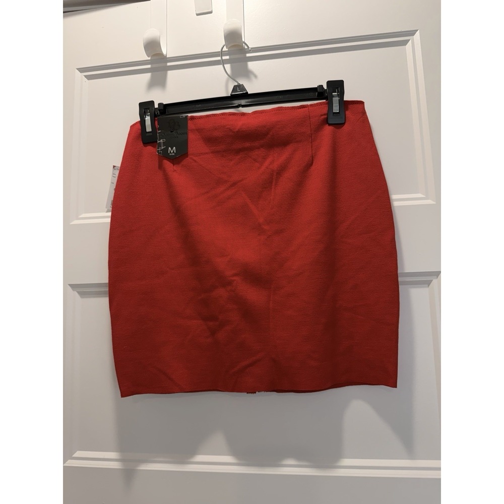 Boom Boom Jeans Red Bandage Skirt Medium‎ Platinum Ponte Bodycon Zip NWT